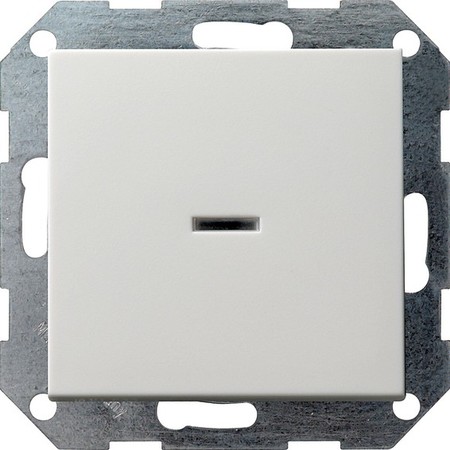 Переключатель 1-клавишный кнопочный Gira SYSTEM 55, с подсветкой, скрытый монтаж, белый матовый, 013627