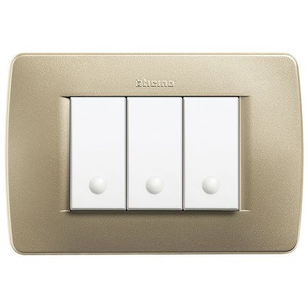 Рамка 3 модуля BTicino LIVING LIGHT, желтый металлик, C4803GM