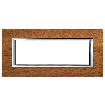 Рамка 6 модулей BTicino AXOLUTE, горизонтальная, тиковое дерево, HA4806LTK
