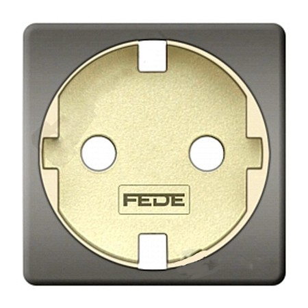 Накладка на розетку FEDE коллекции FEDE, с заземлением, bright chrome/бежевый, FD04335CB-A