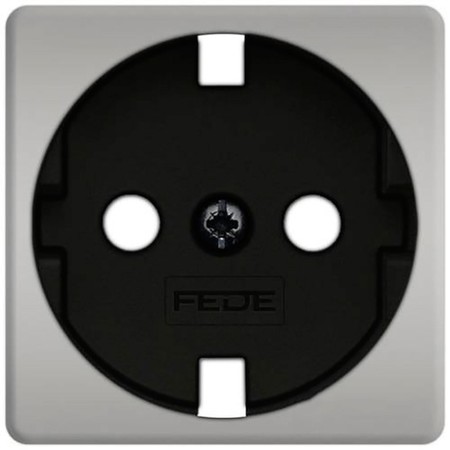 Накладка на розетку FEDE коллекции FEDE, с заземлением, bright chrome/черный, FD04314CB-M