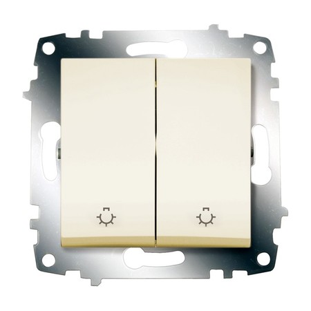 Выключатель 2-клавишный ABB COSMO, с подсветкой, скрытый монтаж, кремовый, 619-010300-257