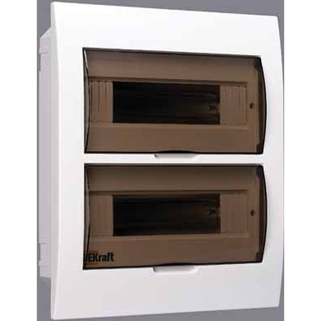 Распределительный шкаф DEKraft ЩРВ-П 24 мод., IP41, встраиваемый, пластик, белая дверь, с клеммами, 31006DEK