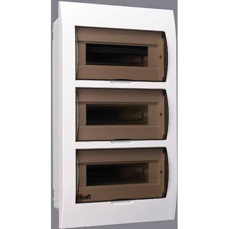 Распределительный шкаф DEKraft ЩРВ-П 36 мод., IP41, встраиваемый, пластик, белая дверь, с клеммами, 31007DEK