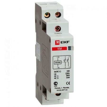 Модульный контактор EKF КМ 1P 16А 400/230В AC, km-1-16-20