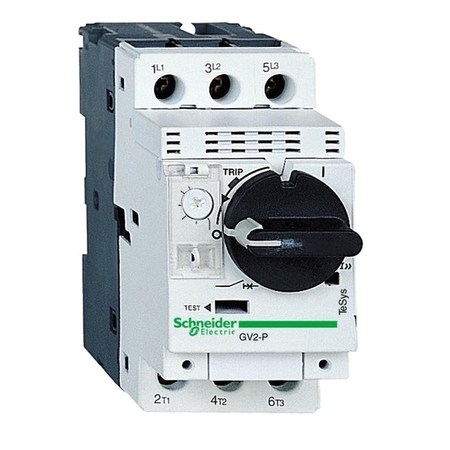 Силовой автомат для защиты двигателя Schneider Electric TeSys GV2 0.16А 3P, термомагнитный расцепитель, GV2P01