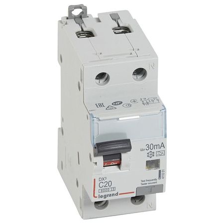Дифавтомат Legrand DX³ 1P+N 20А (C) 10кА 30мА (A), 411051