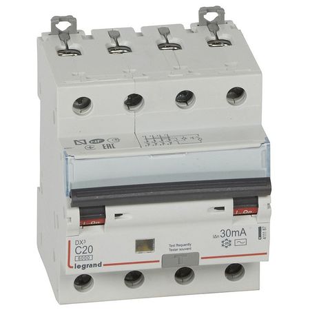 Дифавтомат Legrand DX³ 4P 20А (C) 10кА 30мА (AC), 411187