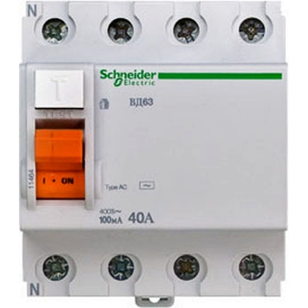 УЗО Schneider Electric ВД63 4P 40А 100мА (AC), 11464