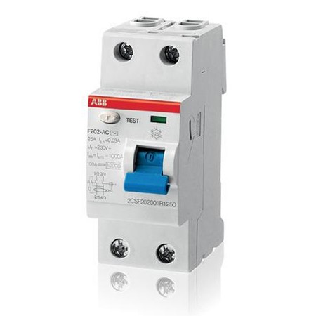 УЗО ABB F200A 2P 25А, 100 мА ( A ), F202 A-25//0,1, 2CSF202101R2250
