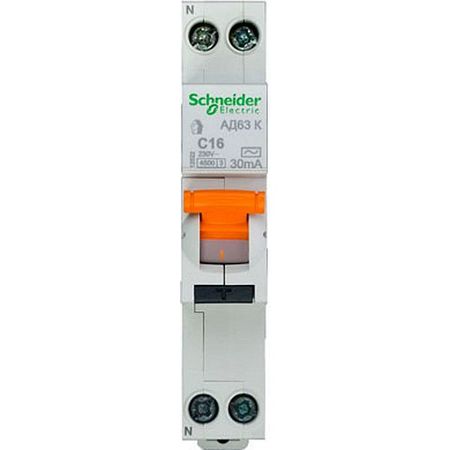 Дифавтомат Schneider Electric Домовой 2P 16А (C) 4.5кА 30мА (AC), 12522
