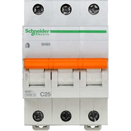 Автоматический выключатель Schneider Electric Домовой 3P 25А (C) 4.5кА, 11225