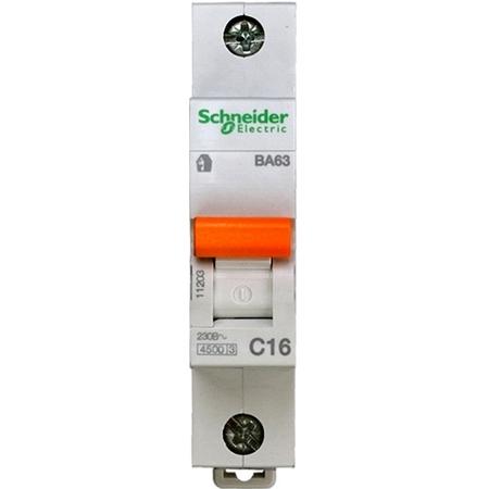Автоматический выключатель Schneider Electric Домовой 1P 16А (C) 4.5кА, 11203