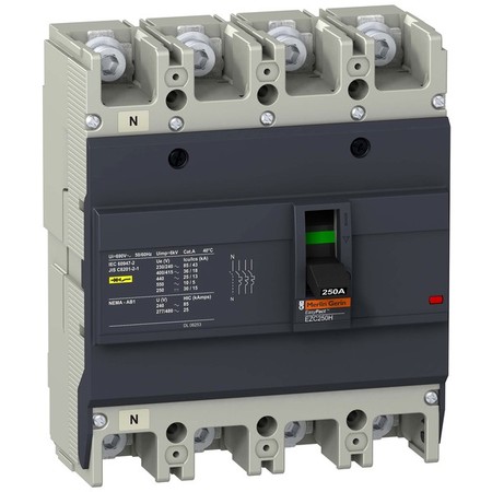 Силовой автомат Schneider Electric Easypact EZC 250, TM-D, 36кА, 4P, 200А, EZC250H4200