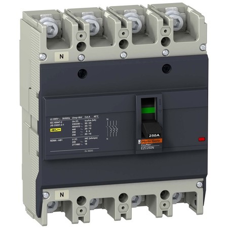 Силовой автомат Schneider Electric Easypact EZC 250, TM-D, 25кА, 4P, 80А, EZC250N4080