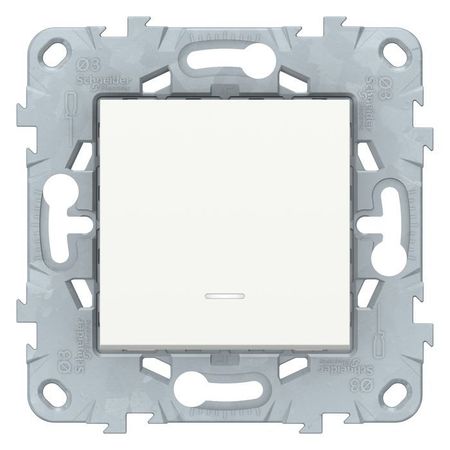 Переключатель 1-клавишный Schneider Electric UNICA NEW, с подсветкой, скрытый монтаж, белый, NU520318N