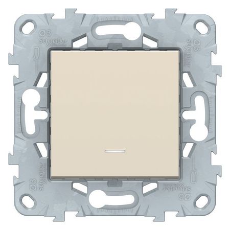 Переключатель 1-клавишный Schneider Electric UNICA NEW, с подсветкой, скрытый монтаж, бежевый, NU520344N