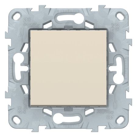 Выключатель 1-клавишный кнопочный Schneider Electric UNICA NEW, скрытый монтаж, бежевый, NU520644