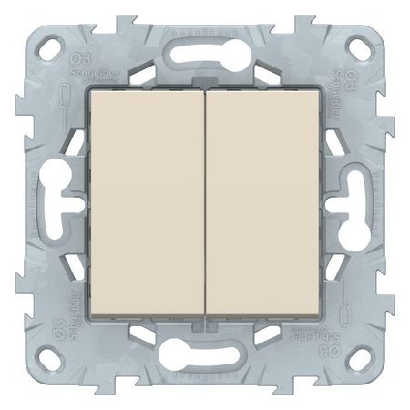 Выключатель 2-клавишный Schneider Electric UNICA NEW, скрытый монтаж, бежевый, NU521144