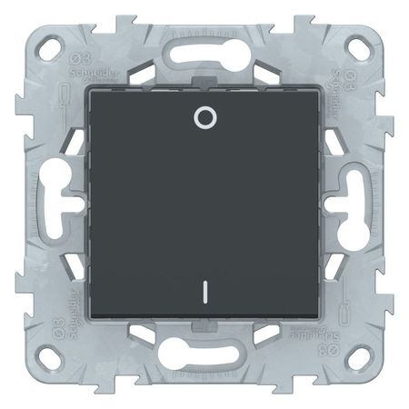 Выключатель 1-клавишный двухполюсный Schneider Electric UNICA NEW, скрытый монтаж, 16А, антрацит, NU526254