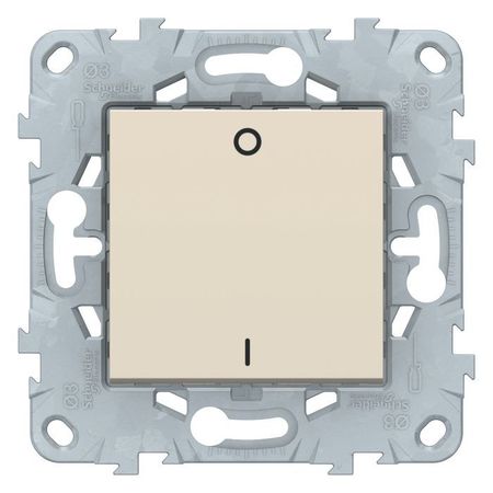 Выключатель 1-клавишный двухполюсный Schneider Electric UNICA NEW, скрытый монтаж, 16А, бежевый, NU526244