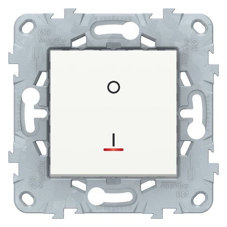 Выключатель 1-клавишный, двухполюсный, Schneider Electric UNICA NEW, с подсветкой, скрытый монтаж, 16А , белый, NU526218S