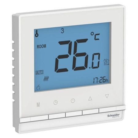 Термостат для теплого пола Schneider Electric ATLASDESIGN, с дисплеем, с датчиком, белый, ATN000138