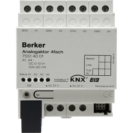 Аналоговое исполнительное устройство, 4канальное, REG цвет: светло-серый instabus KNX/EIB, 75514001