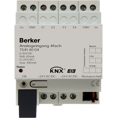 Аналоговый вход, 4-канальный, REG цвет: светло-серый instabus KNX/EIB, 75414004