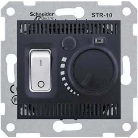 Термостат для теплого пола Schneider Electric SEDNA, с датчиком пола, графит, SDN6000370