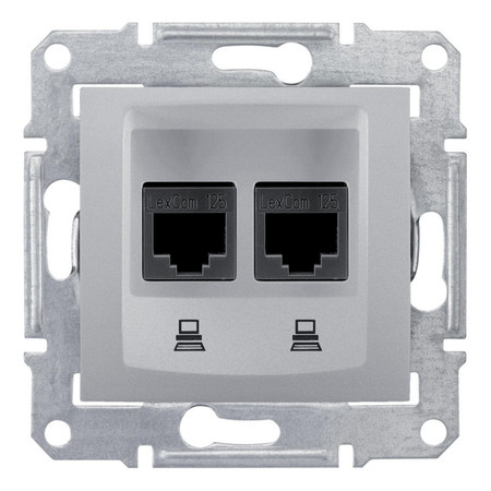 Розетка компьютерная 2xRJ45 Cat.5 (UTP) Schneider Electric SEDNA, алюминий, SDN4400160