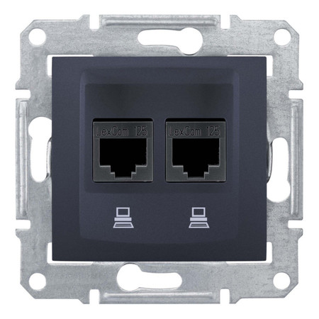 Розетка компьютерная 2xRJ45 Cat.6 (UTP) Schneider Electric SEDNA, графит, SDN4800170