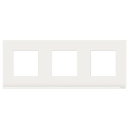 Рамка 3 поста Schneider Electric UNICA PURE, горизонтальная, белое стекло, белая, NU600685