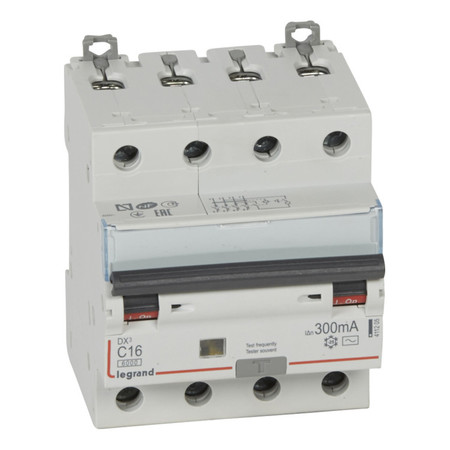 Дифавтомат Legrand DX³ 4P 16А (C) 6кА 300мА (AC), 411205