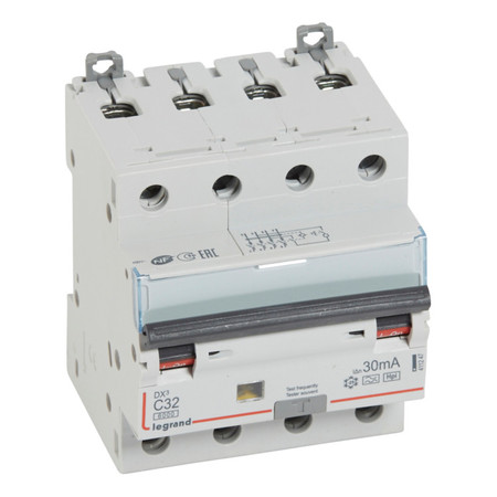 Дифавтомат Legrand DX³ 4P 32А (C) 6кА 30мА (A), 411247