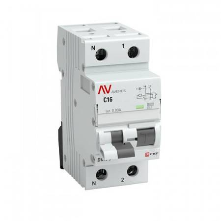 Дифавтомат EKF AVERES 1P+N 10А (C) 6кА 100мА (AC), rcbo6-1pn-10C-100-ac-av