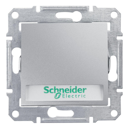 Выключатель 1-клавишный кнопочный с полем для надписи Schneider Electric SEDNA, с подсветкой, скрытый монтаж, алюминий, SDN1600360