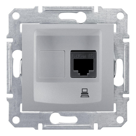 Розетка компьютерная RJ45 Cat.6 (STP) Schneider Electric SEDNA, алюминий, SDN4900160