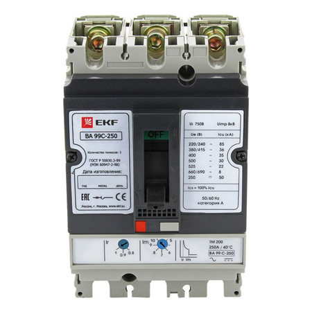 Силовой автомат EKF ВА-99C, 45кА, 3P, 160А, mccb99C-250-160