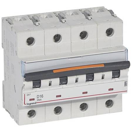 Автоматический выключатель Legrand DX³ 4P 16А (D) 25кА, 409846