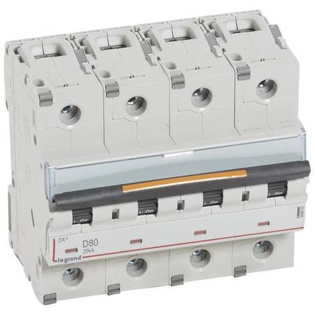 Автоматический выключатель Legrand DX³ 4P 80А (D) 25кА, 409853
