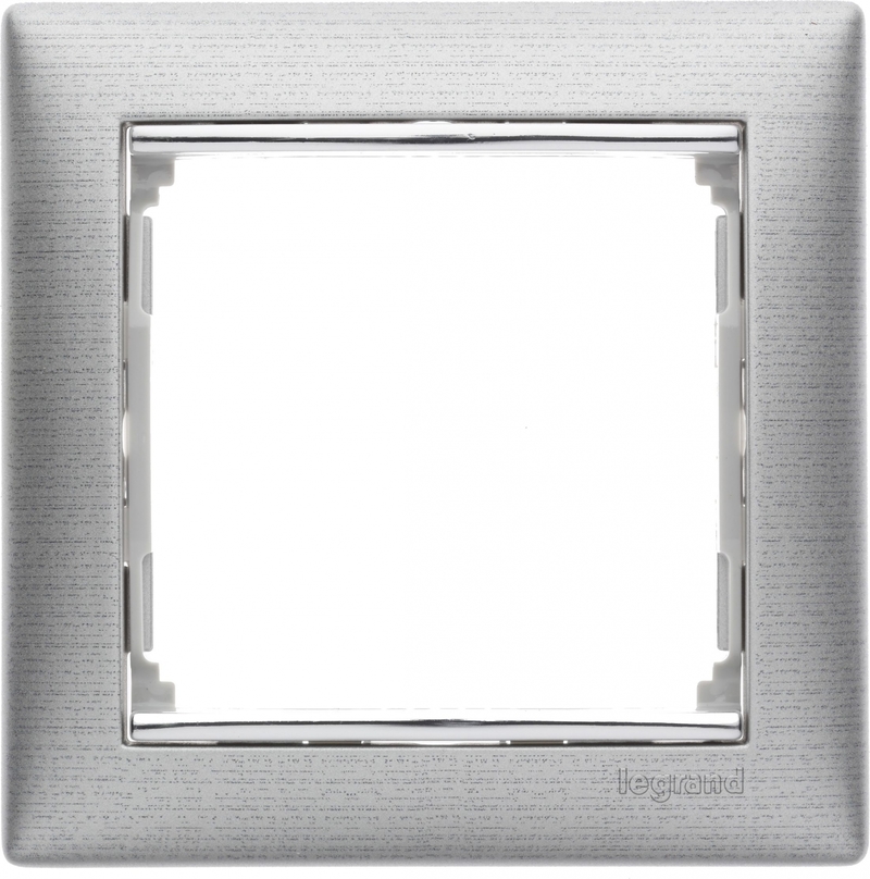 Рамка 1 пост Legrand VALENA, алюминий матовый / серебряный штрих, 770331