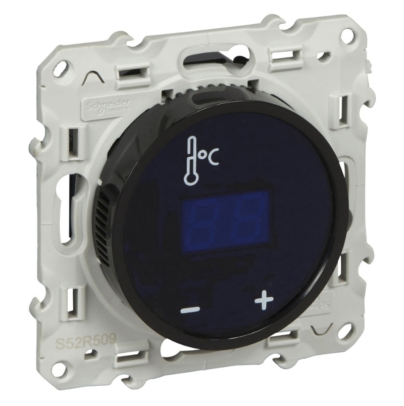 Термостат для теплого пола Schneider Electric ODACE, с дисплеем, с внешним датчиком, черный, S52R509