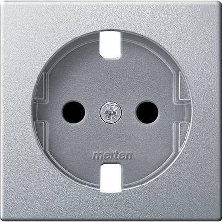 Накладка на розетку Schneider Electric MERTEN SYSTEM M, с заземлением, со шторками, алюминий, MTN2330-0460