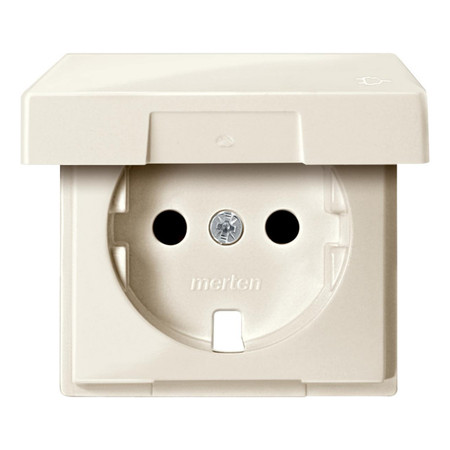 Накладка на розетку Schneider Electric MERTEN SYSTEM M, с заземлением, со шторками, с крышкой, бежевый, MTN2340-0344
