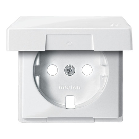 Накладка на розетку Schneider Electric MERTEN SYSTEM M, с заземлением, с крышкой, полярно-белый, MTN2341-0319