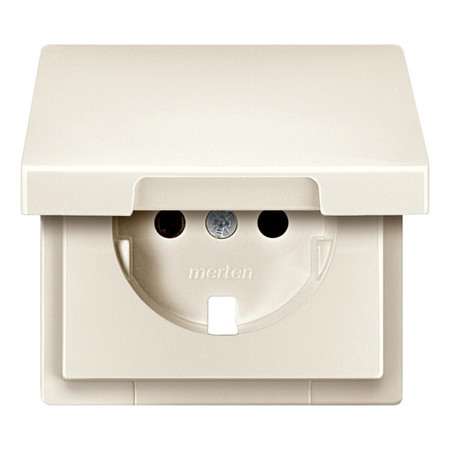 Накладка на розетку Schneider Electric MERTEN SYSTEM DESIGN, с заземлением, со шторками, с крышкой, бежевый, MTN2340-4044