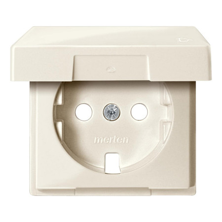 Накладка на розетку Schneider Electric MERTEN SYSTEM M, с заземлением, с крышкой, бежевый, MTN2341-0344