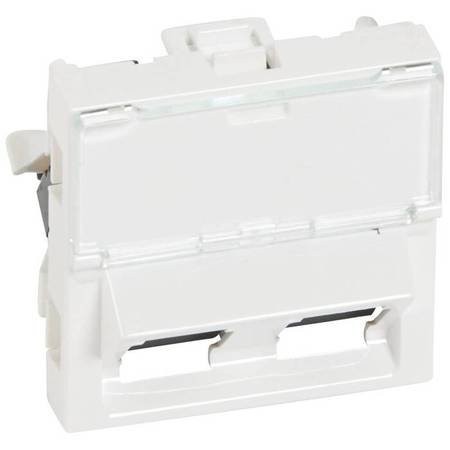 Розетка двойная компьютерная RJ45 Cat.5 Legrand MOSAIC, белый, 076502