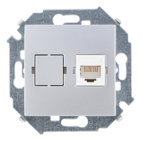 Розетка компьютерная RJ45 Cat.5 Simon SIMON 15, алюминий, 1591598-033